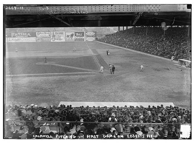 The first exhibition game at Ebbets Field on April 5, 1913.